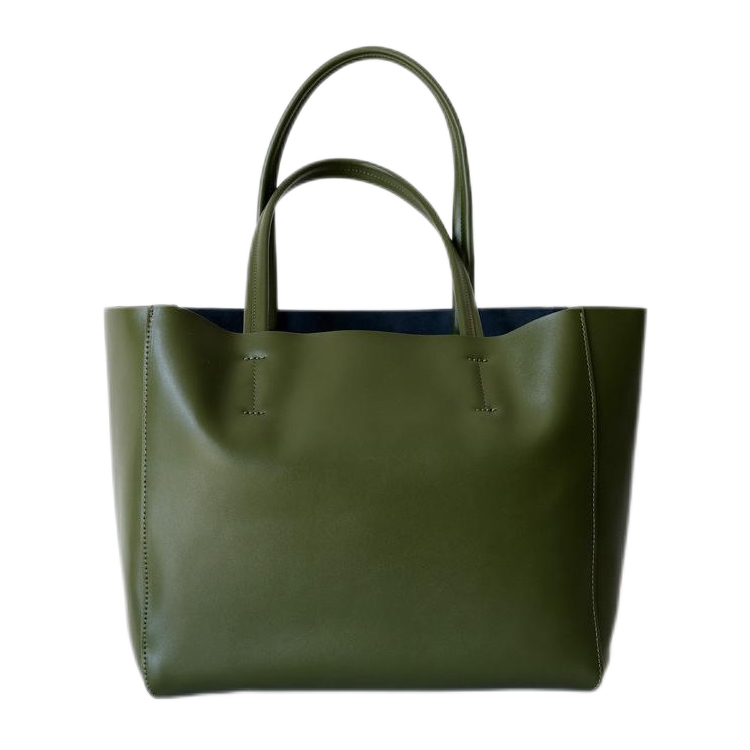 Green Soft Leather Daily Tote Bags