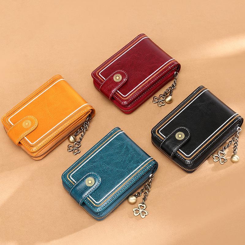 2020 New Arrivels Burgundy Fold Wallet Card Bags with Zipper