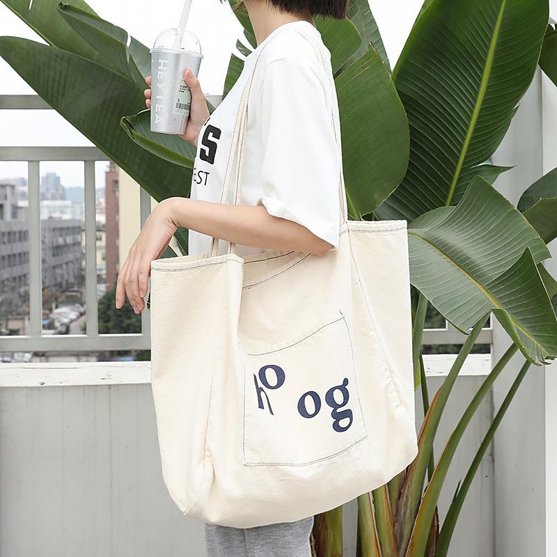 Fashion White Canvas Soft Tote Bag Large Shoulder Bags for Women