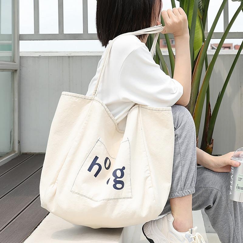 Fashion White Canvas Soft Tote Bag Large Shoulder Bags for Women