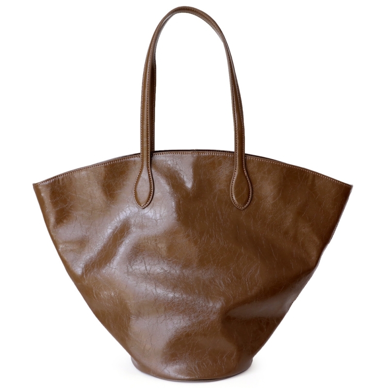New Arrivel Brown Oil Leather Triangle Tote Bags
