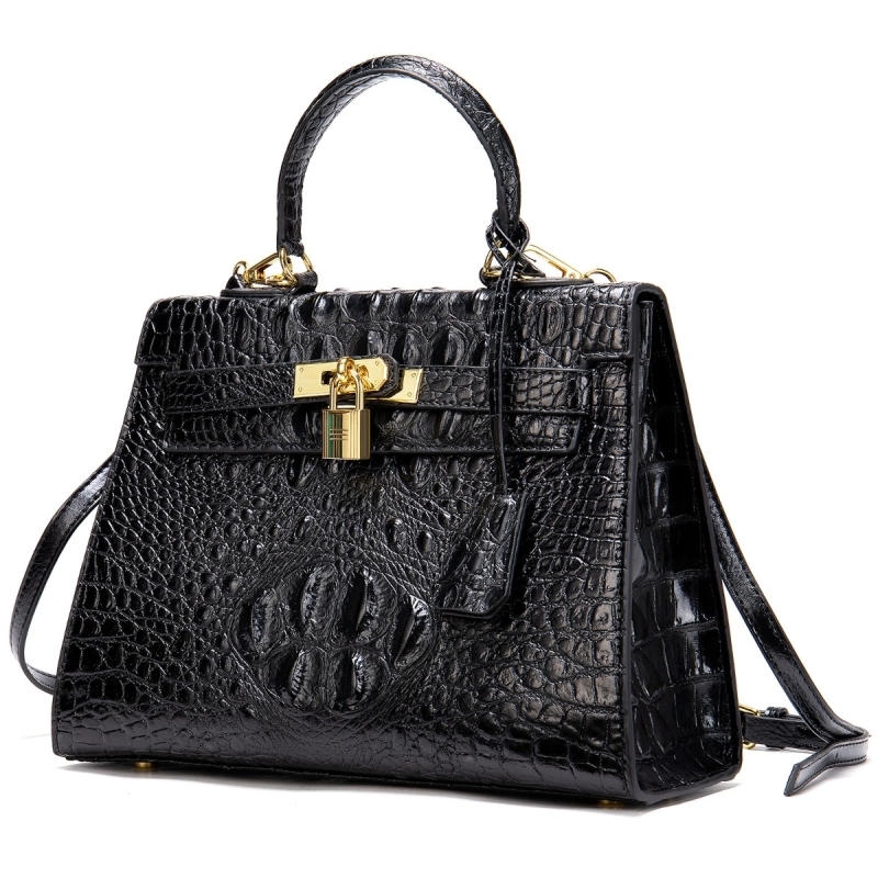 2022 Fall Arrivel Black Embossed Leather Satchel Handbags