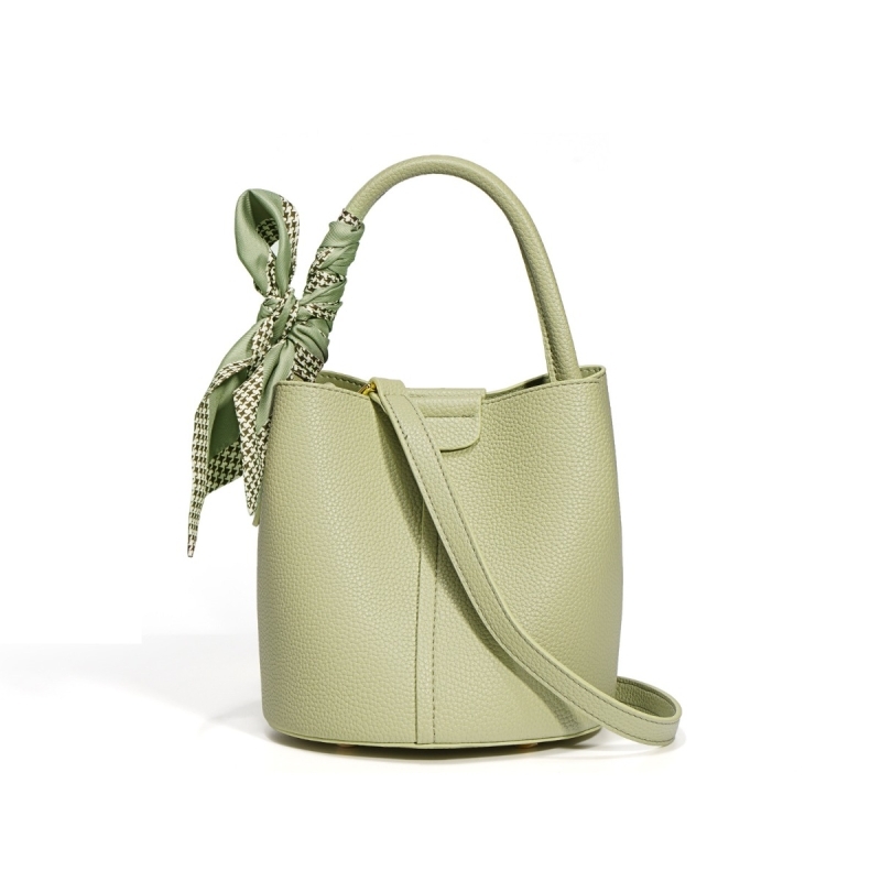 Light Green Leather Bucket Handbags