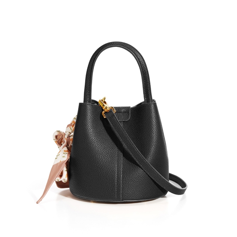 Black Leather Bucket Handbags