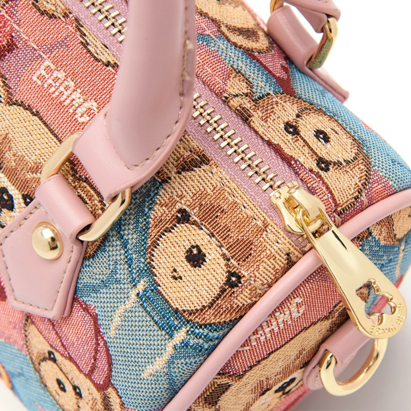 New Arrivel Pink Bear Printed Mini Boston Bags
