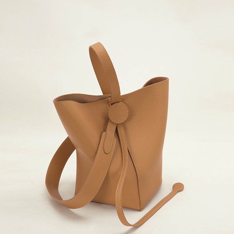 Brown Leather Shoulder Bucket Bags