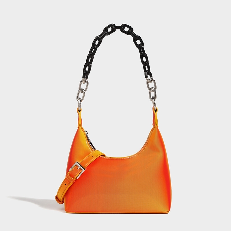 Fashion Neon Orange Chain Hobo Bags