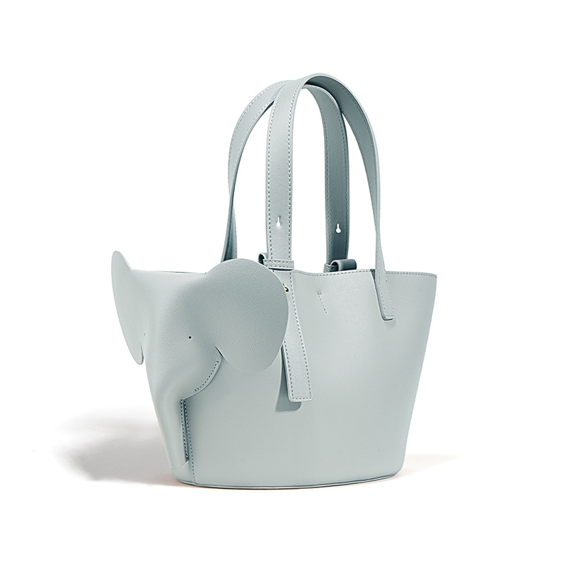 Elephant White Design Leather Mini Tote Bags