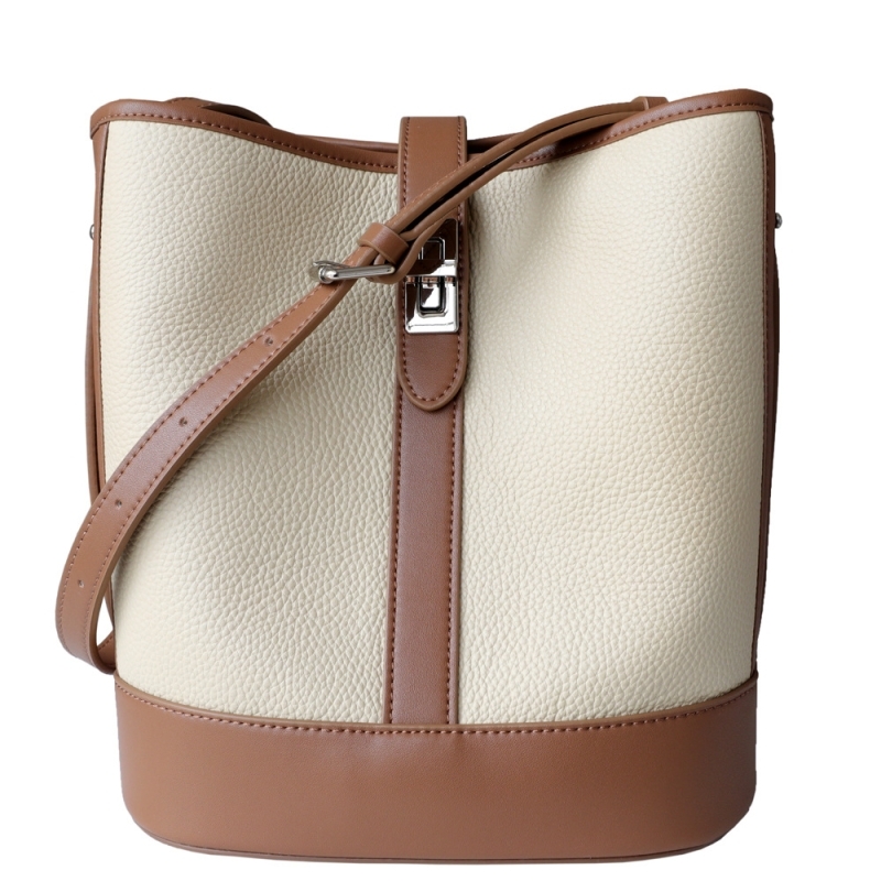 New Arrivel Beige and Brown Shoulder Belt Bucket Bag