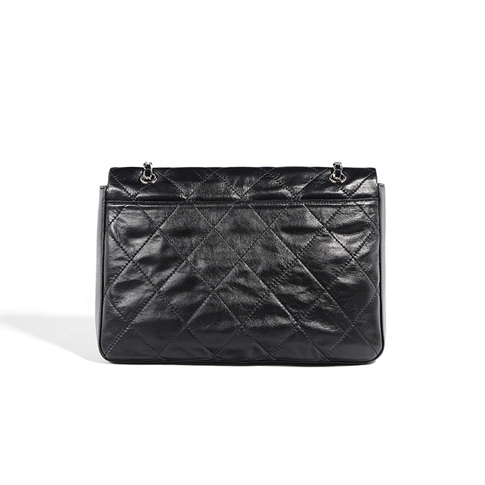 Black Leather Flap Big Size Messenger Bag Chain Shoulder Quilted Bags