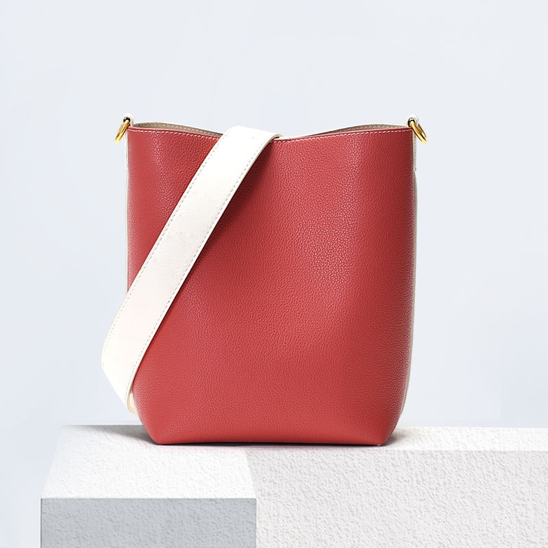 TWO-FACE Red and White Shoulder Bucket Bags