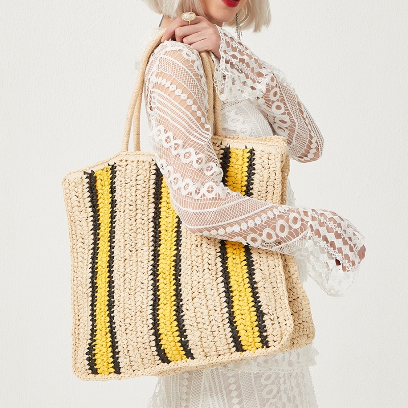 Summer Trend Stripe Colors Straw Beach Bags