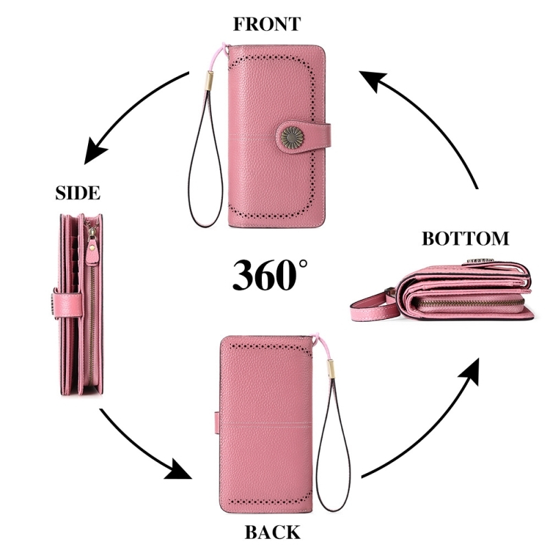 New Arrivel Pink Women's Leather Long Wallet 