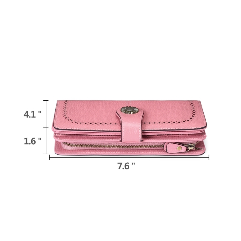New Arrivel Pink Women's Leather Long Wallet 