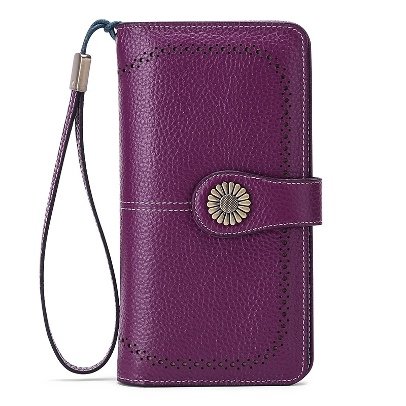 Purple Leather Long Wallet