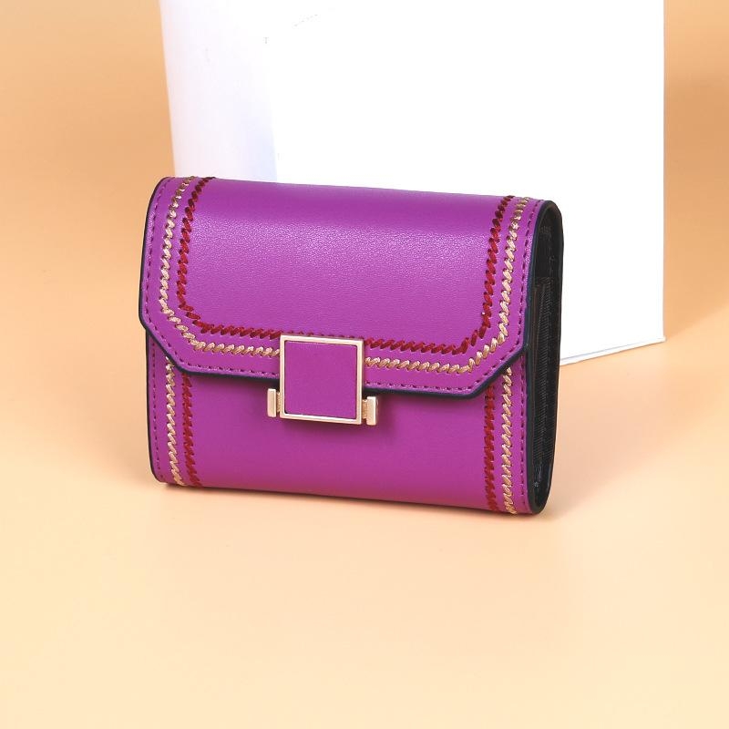 Purple RFID Security Accordion Card Holder Cute Leather Wallet