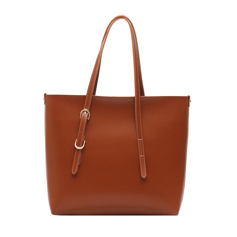 Tan Vegan Leather Large Tote Bag with inner Pouch Shoulder Bags