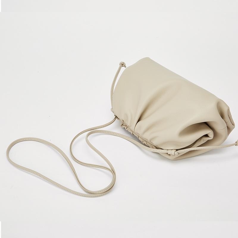 White Genuine Leather Pouch Bag Magnetic Slouchy Clutches