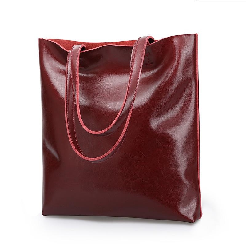 Women's Burgundy Classy  Leather Tote Bag Fashion Handbags