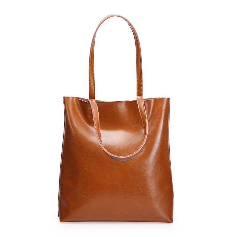 Women's Tan Classy Leather Tote Bag Fashion Handbags | Baginning