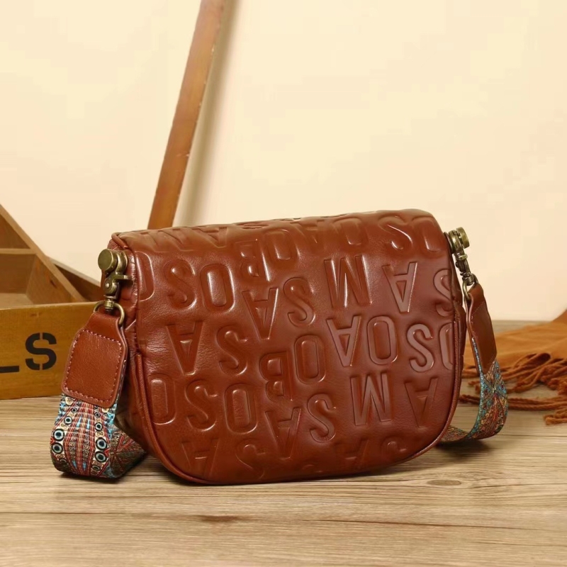 Women's Retro Coffee Leather Letter Mark Funny Pack Waist Bag