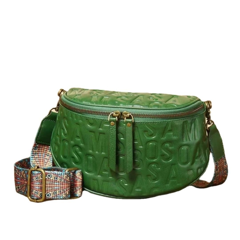 Women's Retro Green Leather Letter Mark Funny Pack Waist Bag