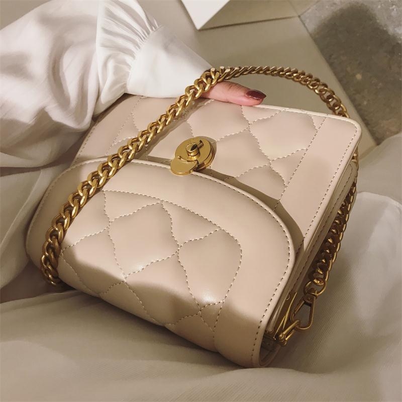 Beige Multi Layer Flap Chain Crossbody Bag Quilted Bags