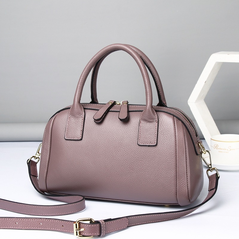 Women's Purple Simply Leather Boston Handbags