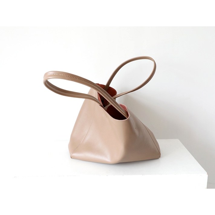 Apricot Soft Leather Daily Tote Bags | Baginning