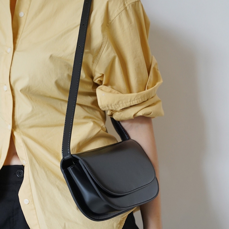 Beige Genuine Leather Flap Shouler Bags Purse