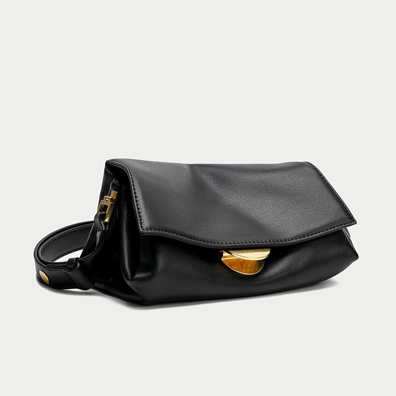 Brown Leather Wide Strap Crossbody Bags Flap Handbags | Baginning