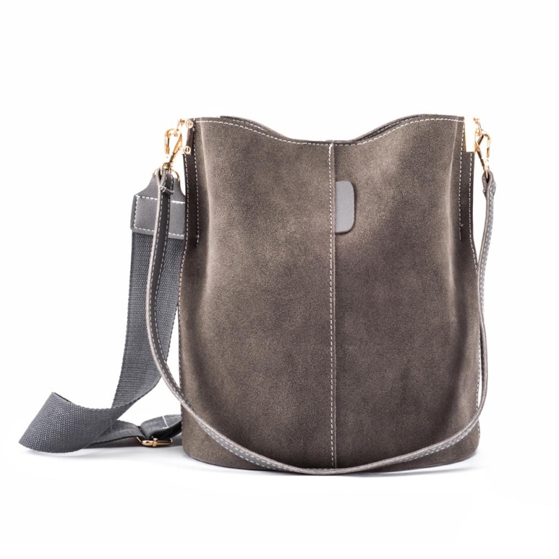 Grey Adjustable Wide Strap Over the Shoulder Bags | Baginning