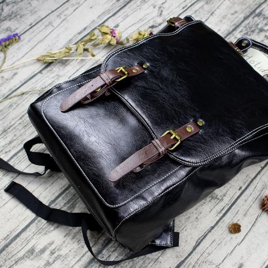 Black Buckles Retro School Backpack Handbags