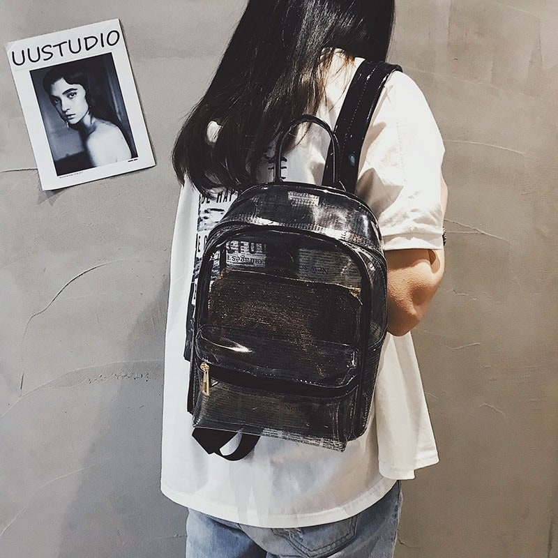 Black Clear Bag Transparent Backpack Bags