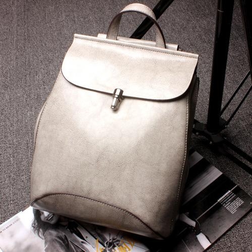 Grey Cute Genuine Leather Backpack