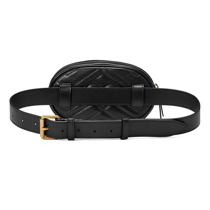 Black Quilted Leather Belt Bag Fashion Women's Fanny Pack