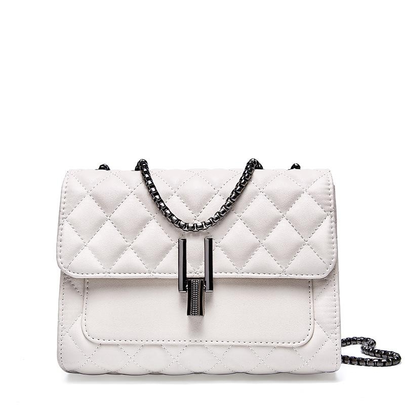 White Flap Quilted Leather Crossbody Purse Square Mini Chain Bags