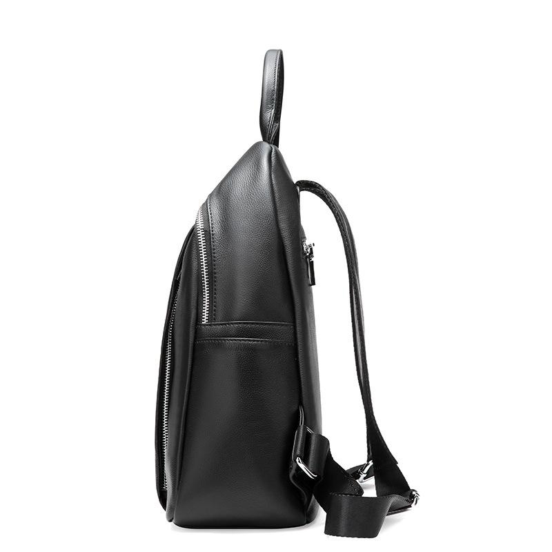 Black Leather Backpacks Zipper Backpack for Women
