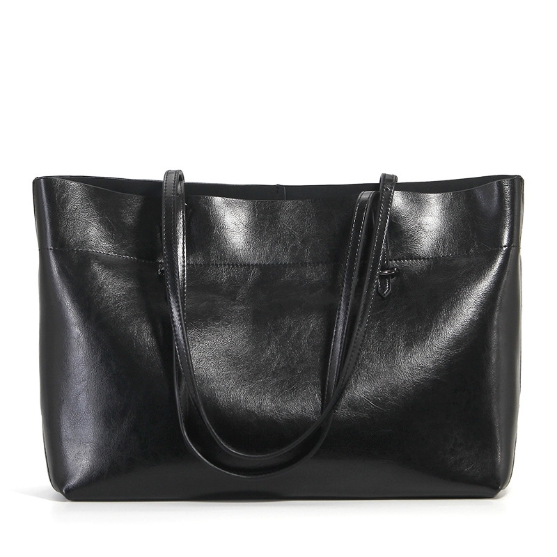 Black Leather Tote Bag Genuine Leather Classic Tote Handbags | Baginning