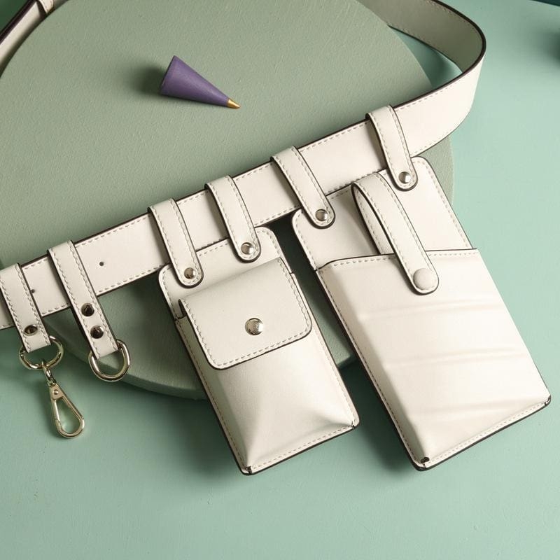 White Punk Belt Bags Phone Pocket Mini Bags Colol Funny Packs