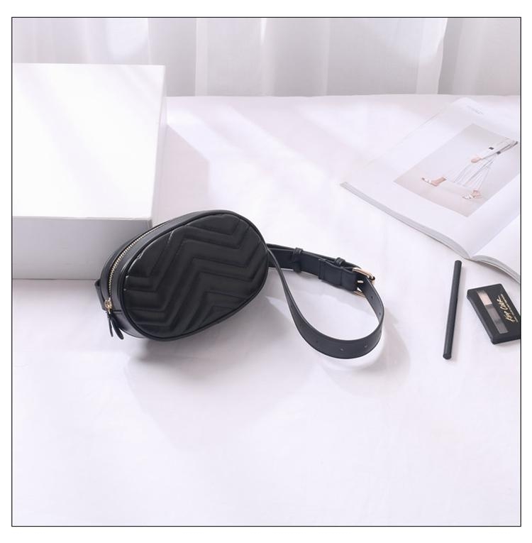 Black Quilted Leather Belt Bag Fashion Women's Fanny Pack