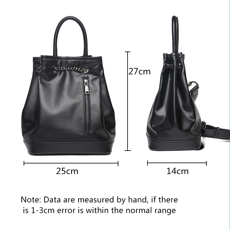 Black Soft Leather Travel Single Shoulder Backpack Handbags Big Tote Bag