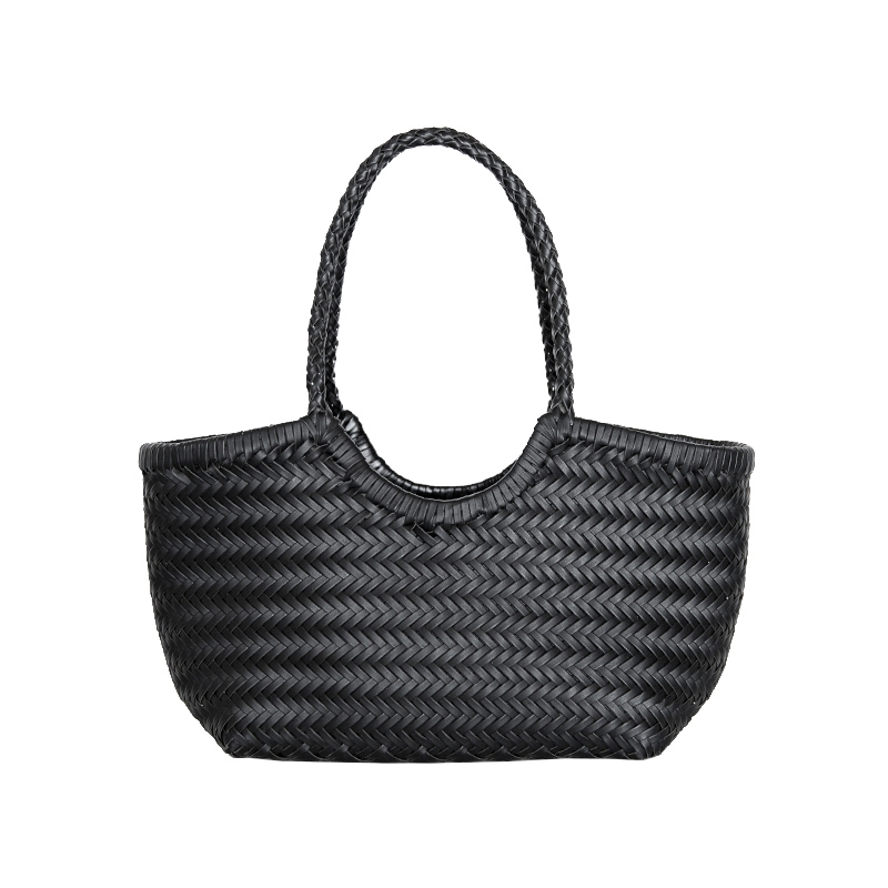 Black Summer Woven Leather Purse Oversized Tote Bags