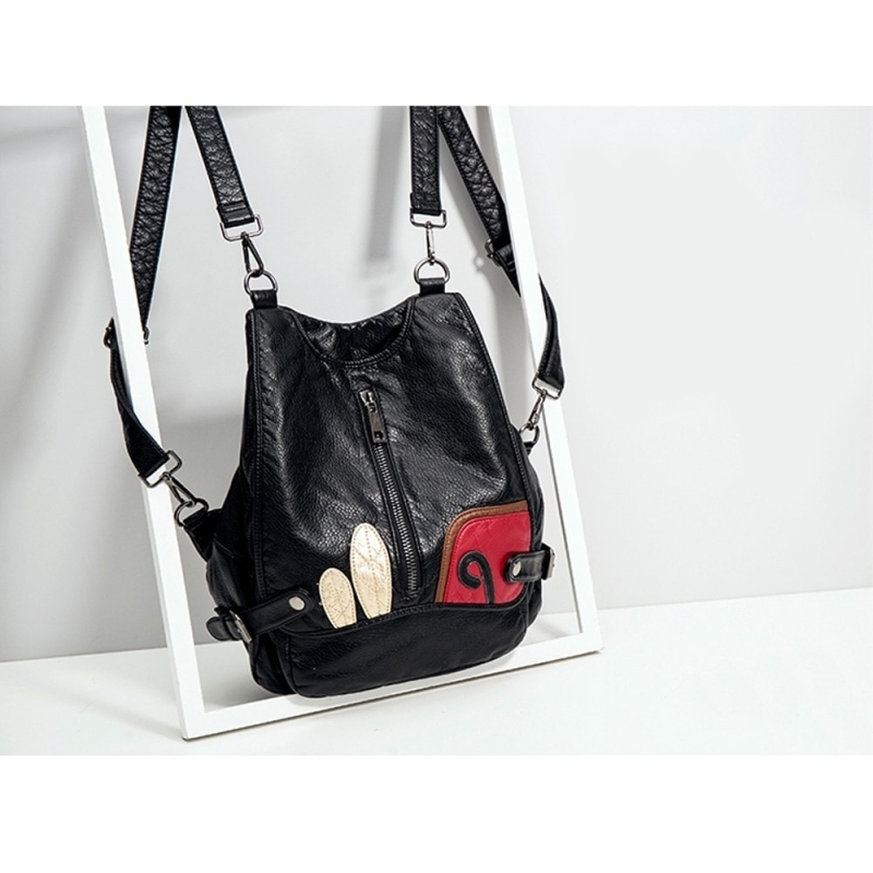 Black Vintage Backpacks Leisure Bags-Small Size