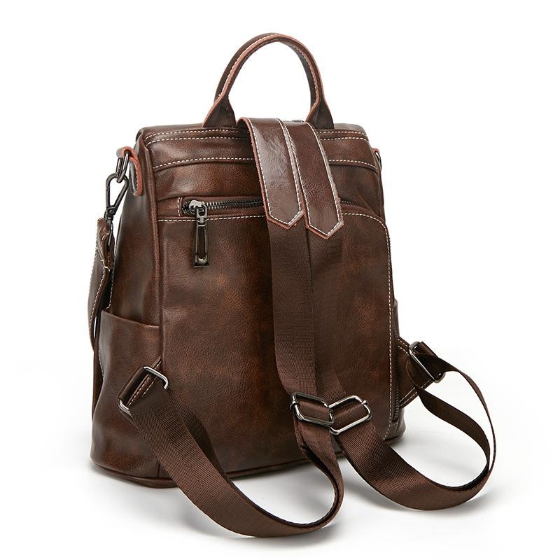 Coffee Womens Leather Top Handle Large Vintage Backpacks