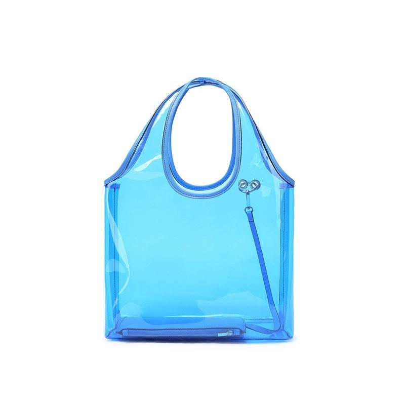Blue PVC Jelly Hobo Bags Fashion Clear Handbags with Mini Wallet