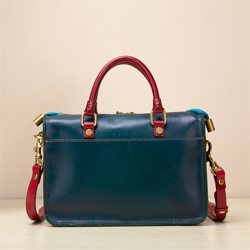 Green Retro Pocket Boston Bag Trend Shoulder Satchel Handbags