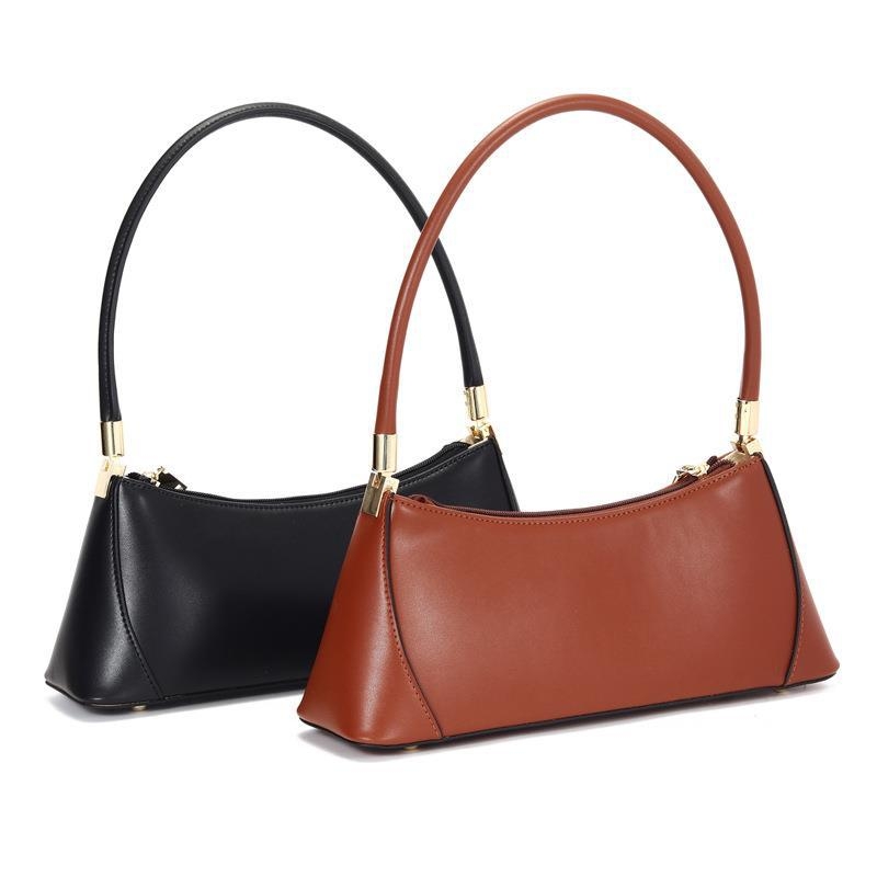 Black Genuine Leather Shoulder Bags Vintage Women Purse