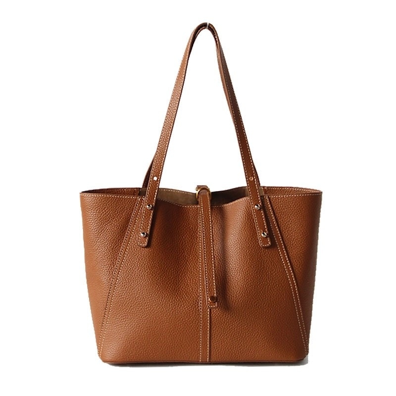 Brown Genuine Leather Tote Bag Large Handbags for Women