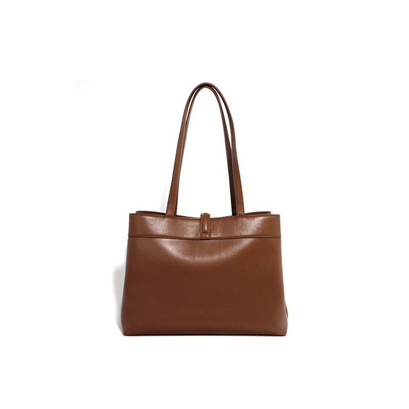 Brown Nukbuck Leather Tote Bag with Inner Pouch for Work